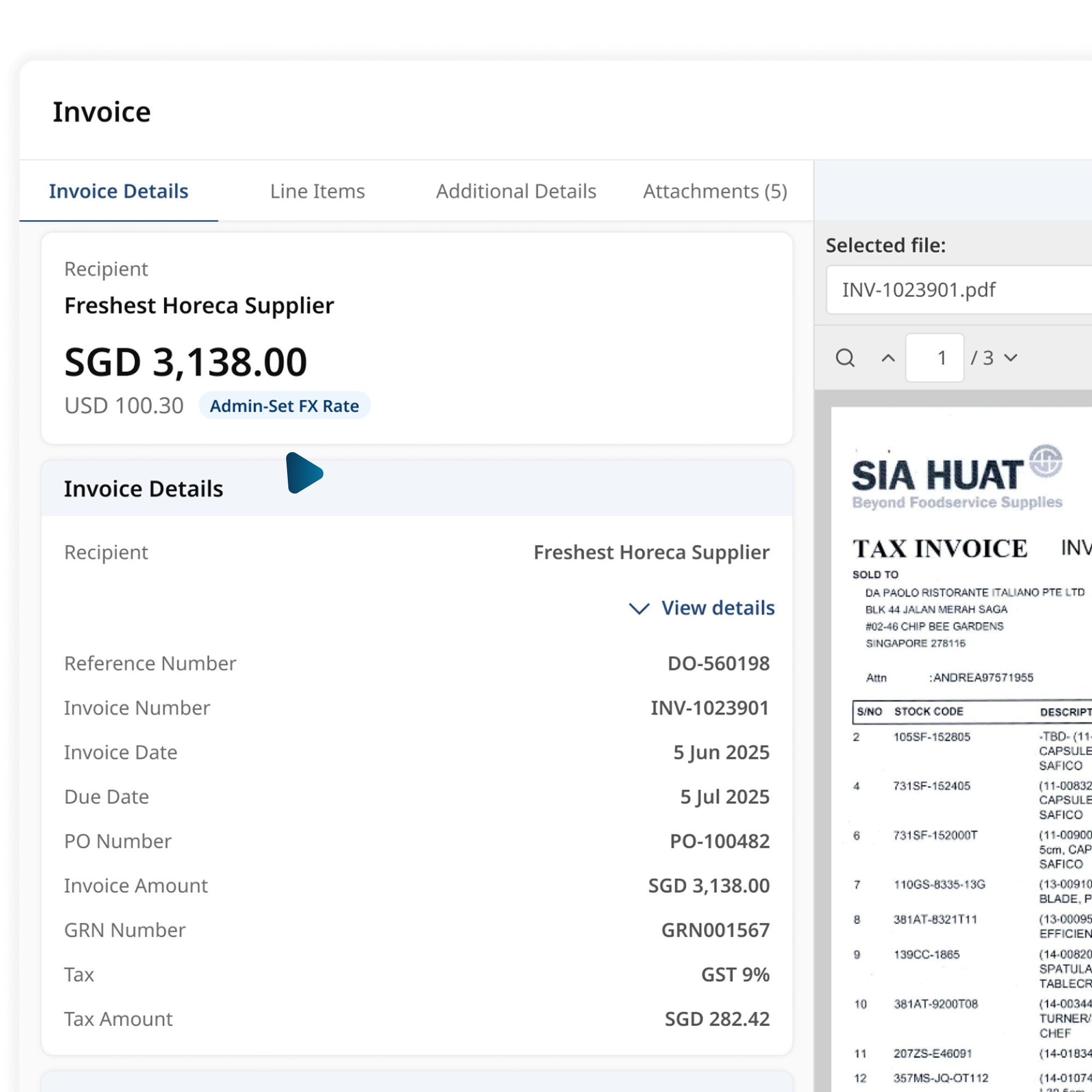 Invoice Arrives